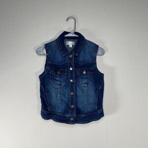Love Fire Denim Jean Vest Girl's Medium Blue Casual Pockets